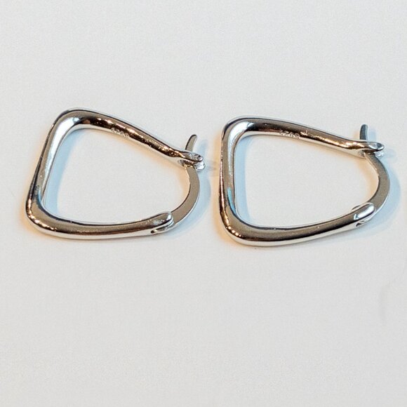 NWOT Sterling Silver 925 Abstract Hoop Earrings Elegant Modern Design - Picture 2 of 11